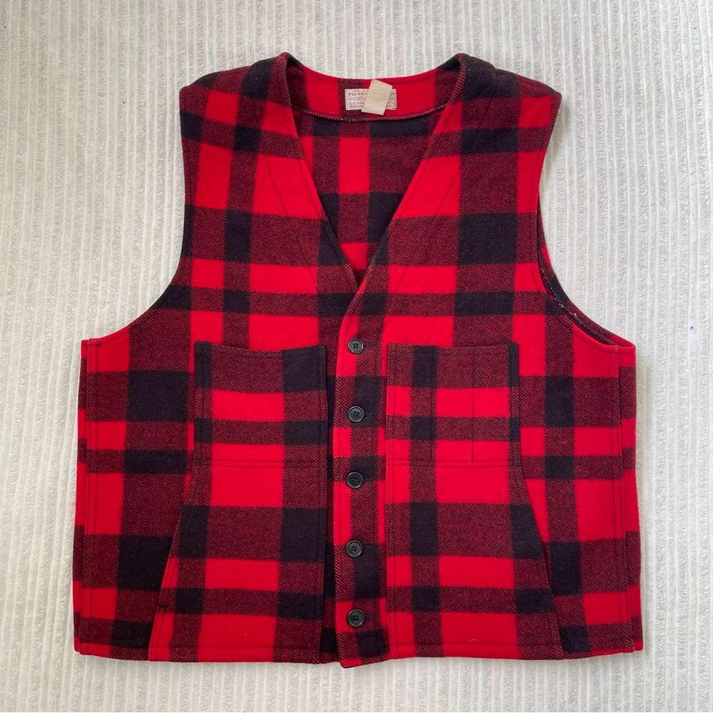 Filson Red and Black Plaid Vest